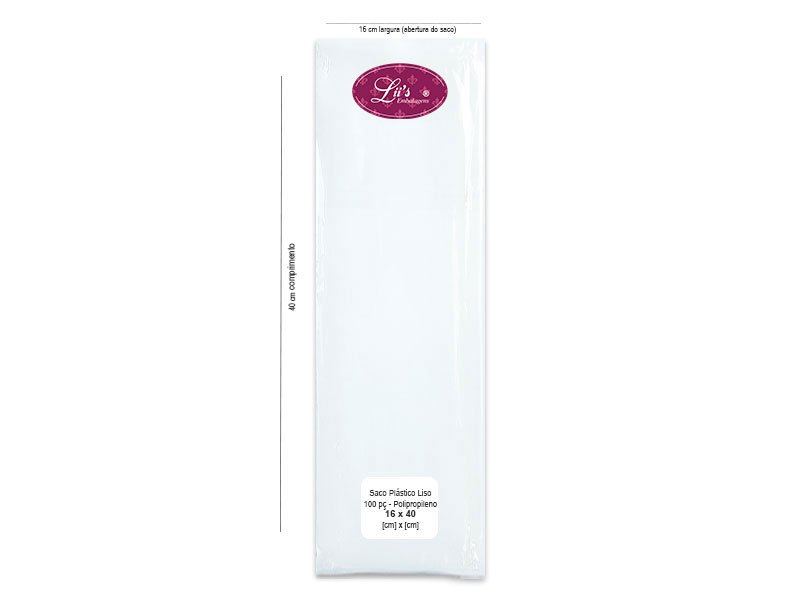 SACO LISO PP 16X40 - 100 PÇ - 