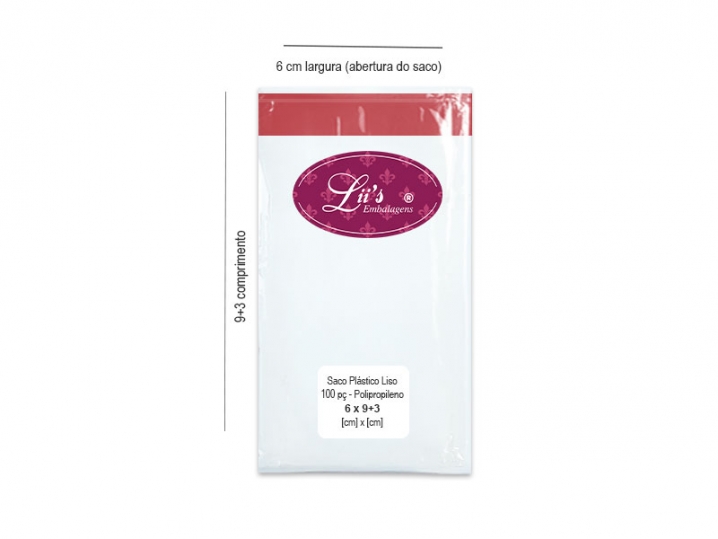 SACO LISO PP 6X9+3AD - 100 PÇ - 