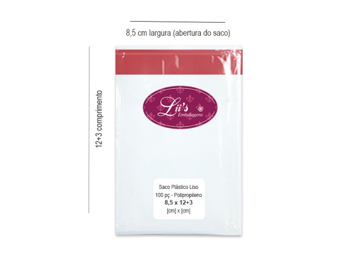 SACO LISO PP 8.5X12+3AD - 100 PÇ - 