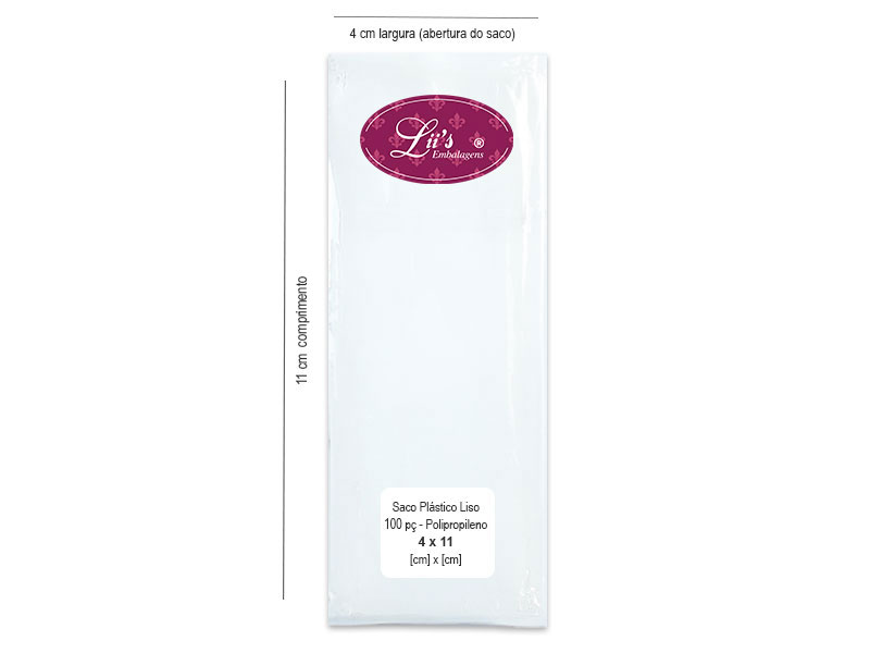 SACO LISO PP 4X11 - 100 PÇ - 