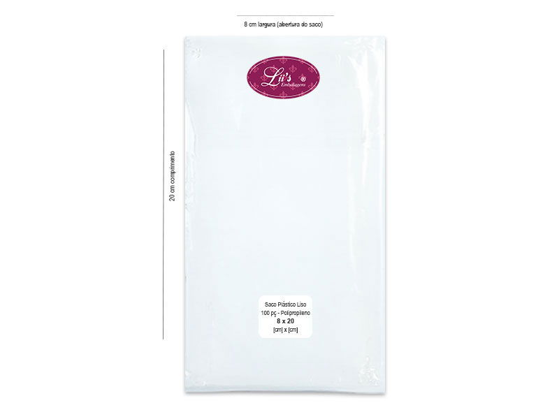 SACO LISO PP 8X20 - 100 PÇ - 