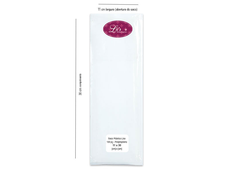 SACO LISO PP 11X30 - 100 PÇ