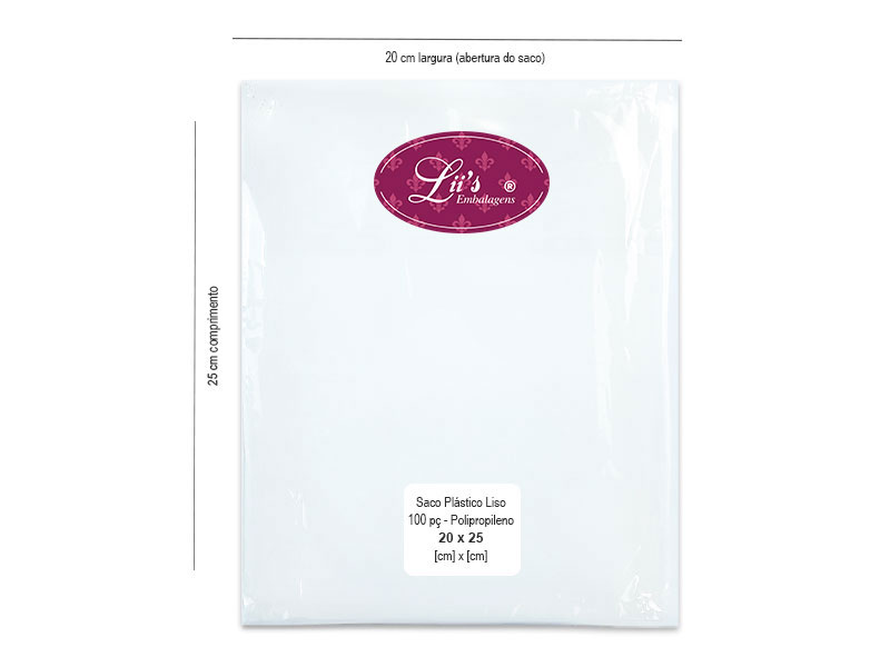 SACO LISO PP 20X25 - 100 PÇ