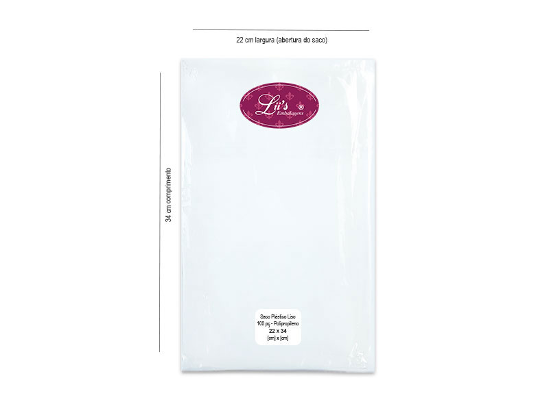 SACO LISO PP 22X34 - 100 PÇ