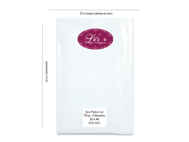 SACO LISO PP 25X40 - 100 PÇ
