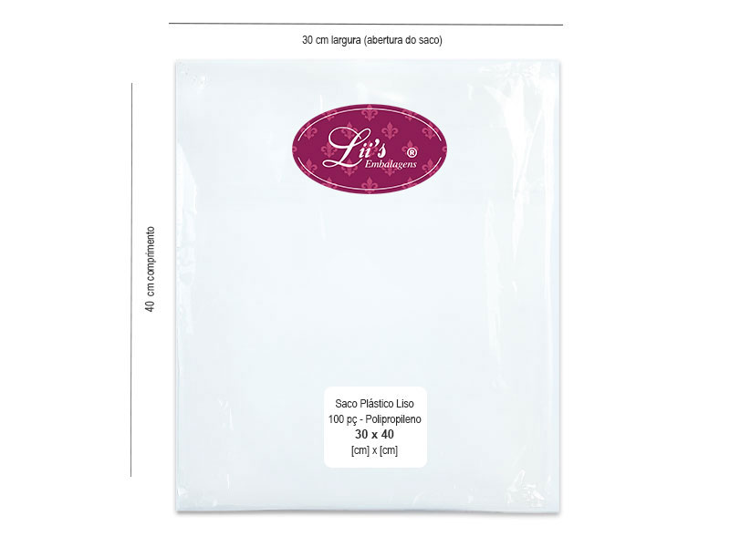 SACO LISO PP 30X40 - 100 PÇ