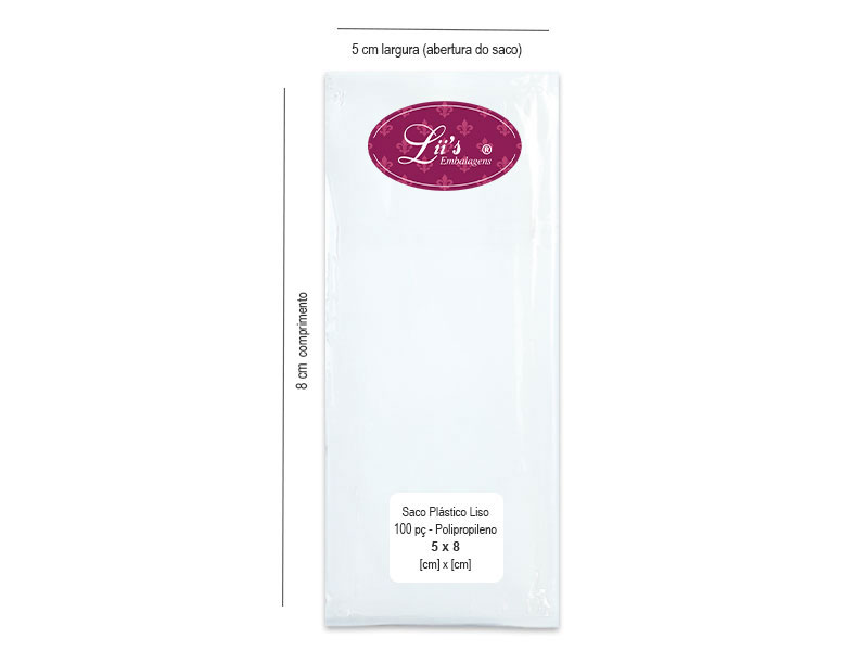 SACO LISO PP 5X8 - 100 PÇ