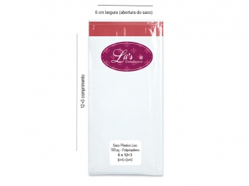  - SACO LISO PP 6X12+3AD - 100 PÇ