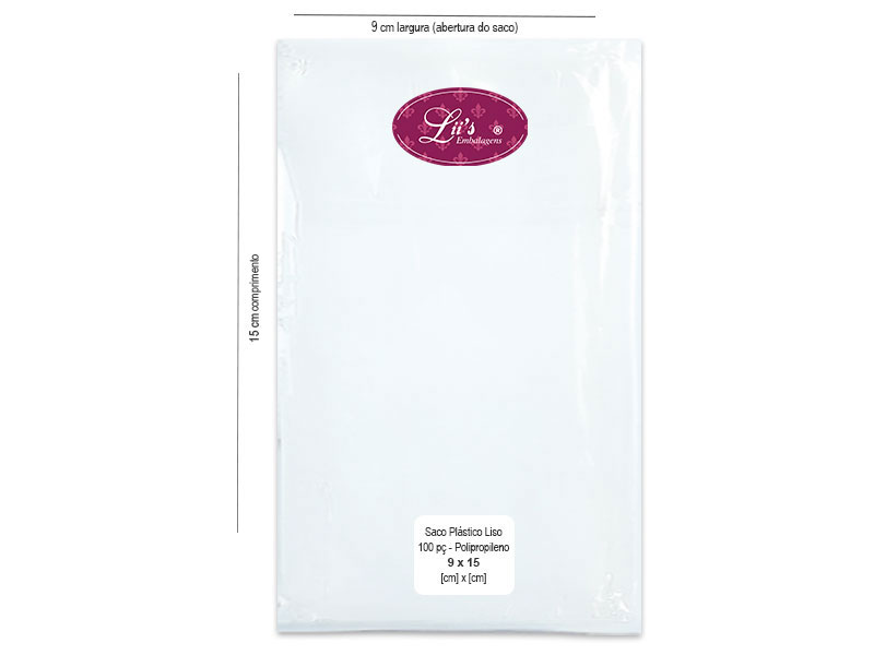 SACO LISO PP 9X15 - 100 PÇ