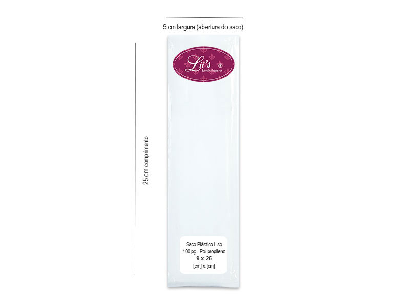 SACO LISO PP 9X25 - 100 PÇ